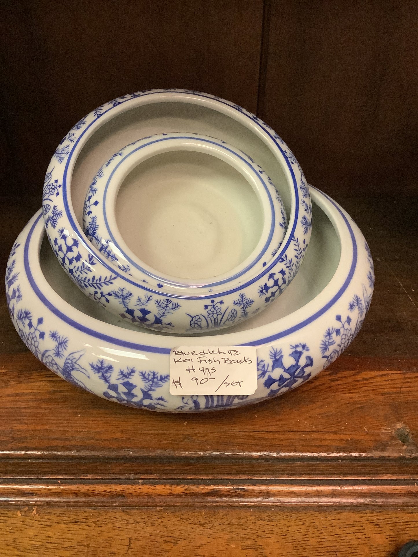 495. Blue/white koi fish bowls/3