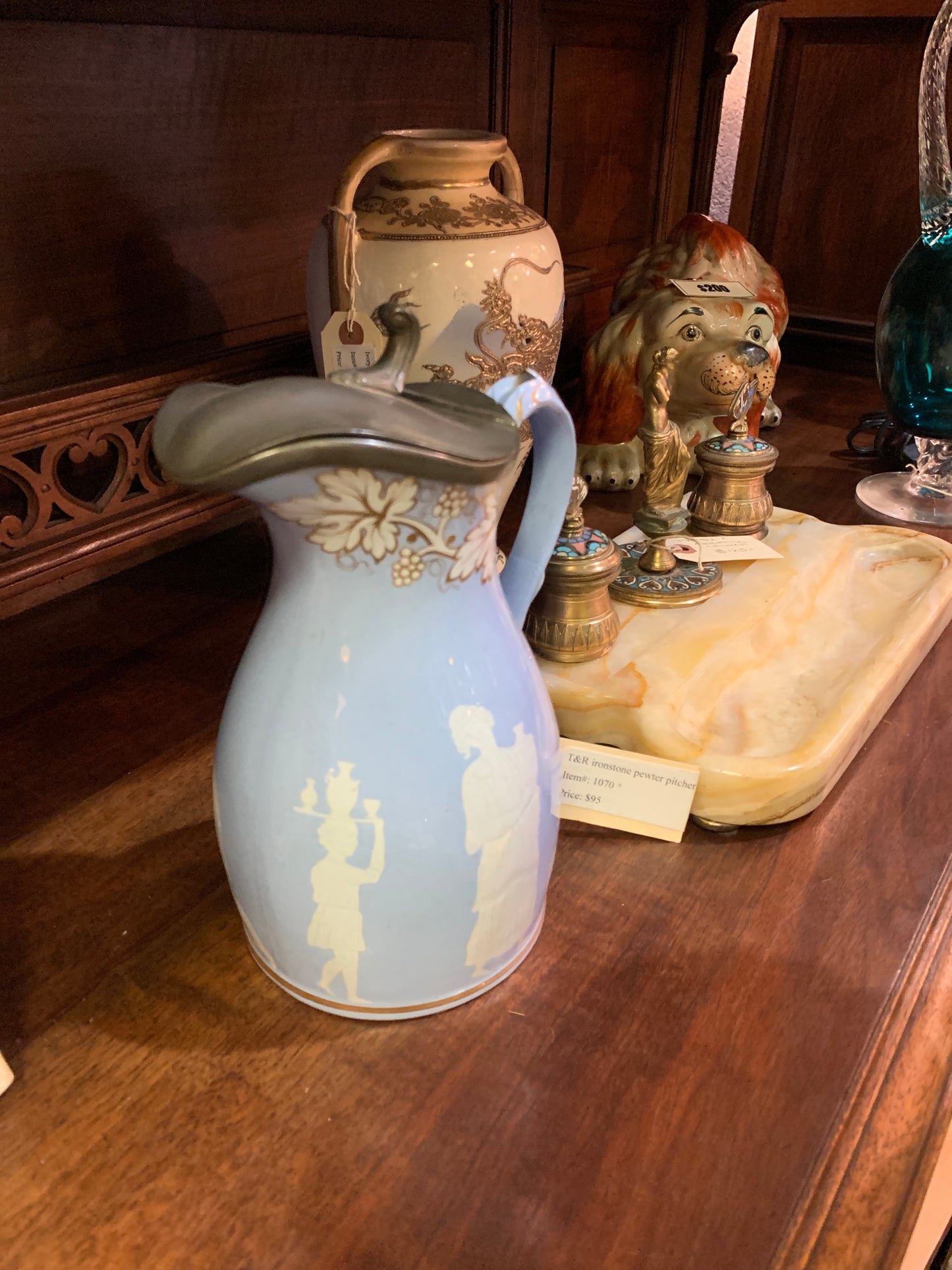 1070. T&R ironstone pewter pitcher