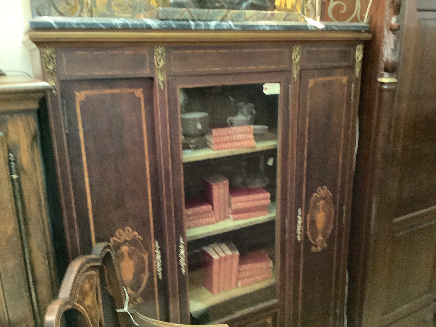 473. French Louis XVI style cabinet w/ inlay