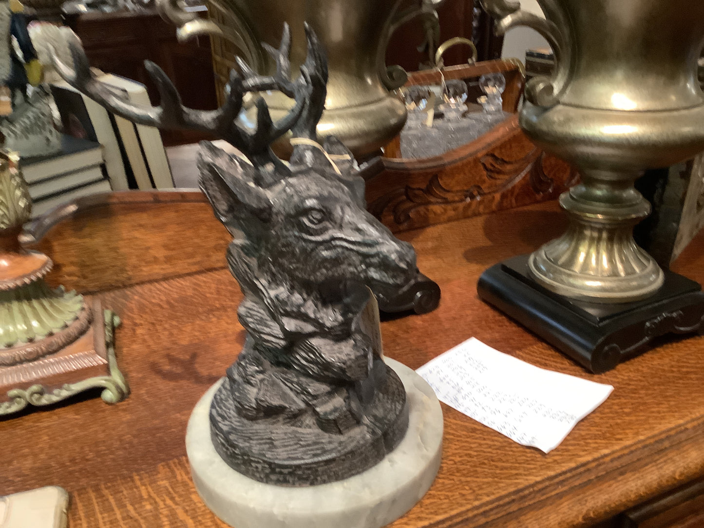 690. Stag head on marble