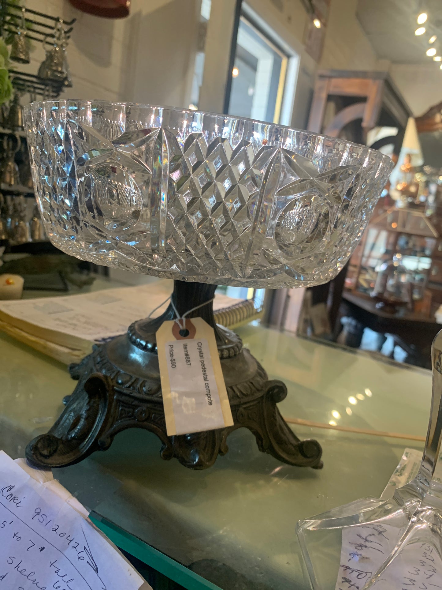 887. Crystal pedestal compote