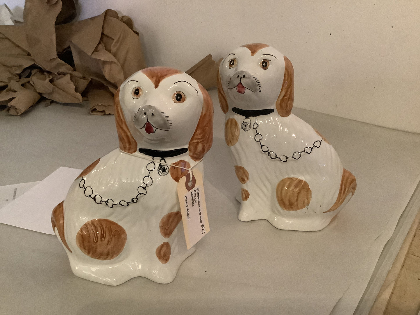 832. Staffordshire style dogs 8 1/2”