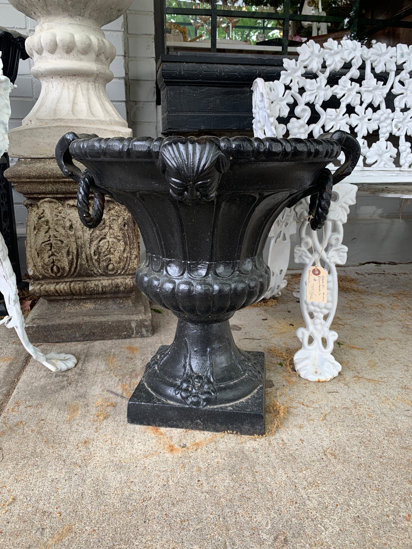794. Black iron planters/pair