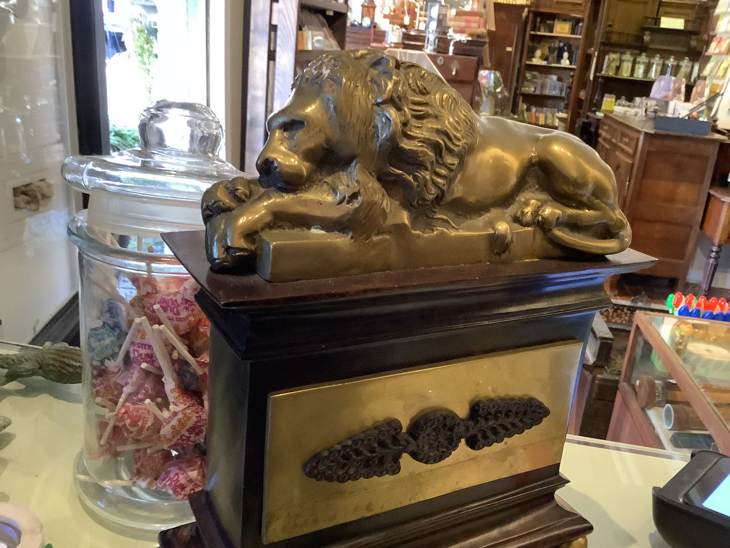 3028. Brass lion statue