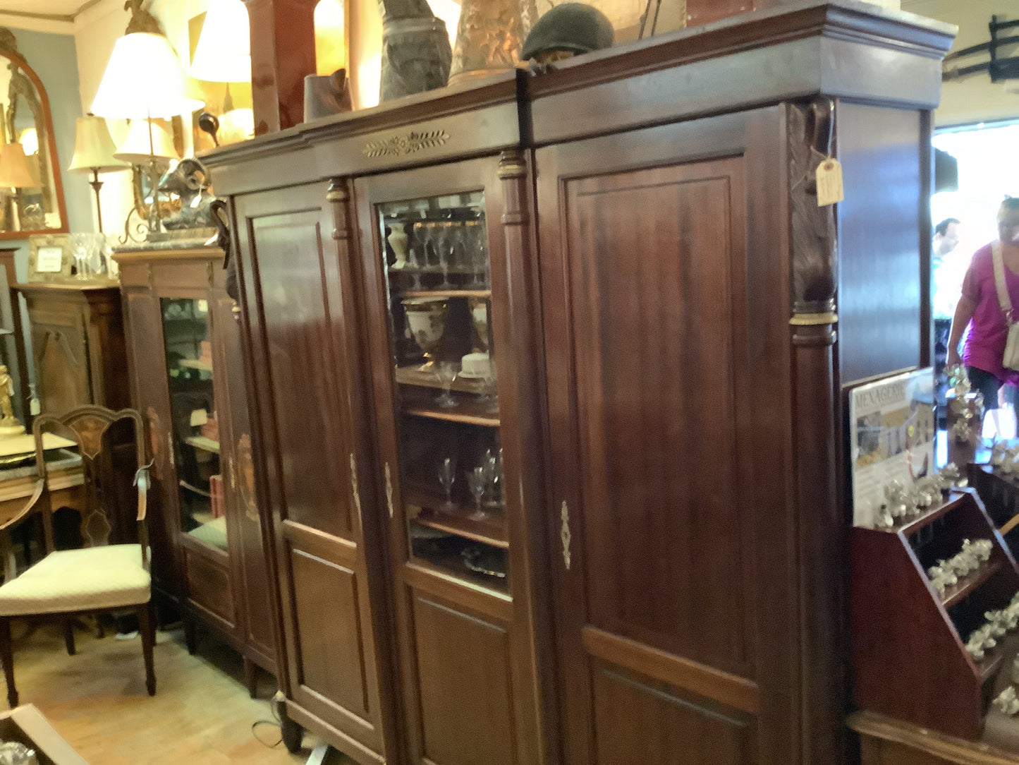 261. French empire swan bookcase