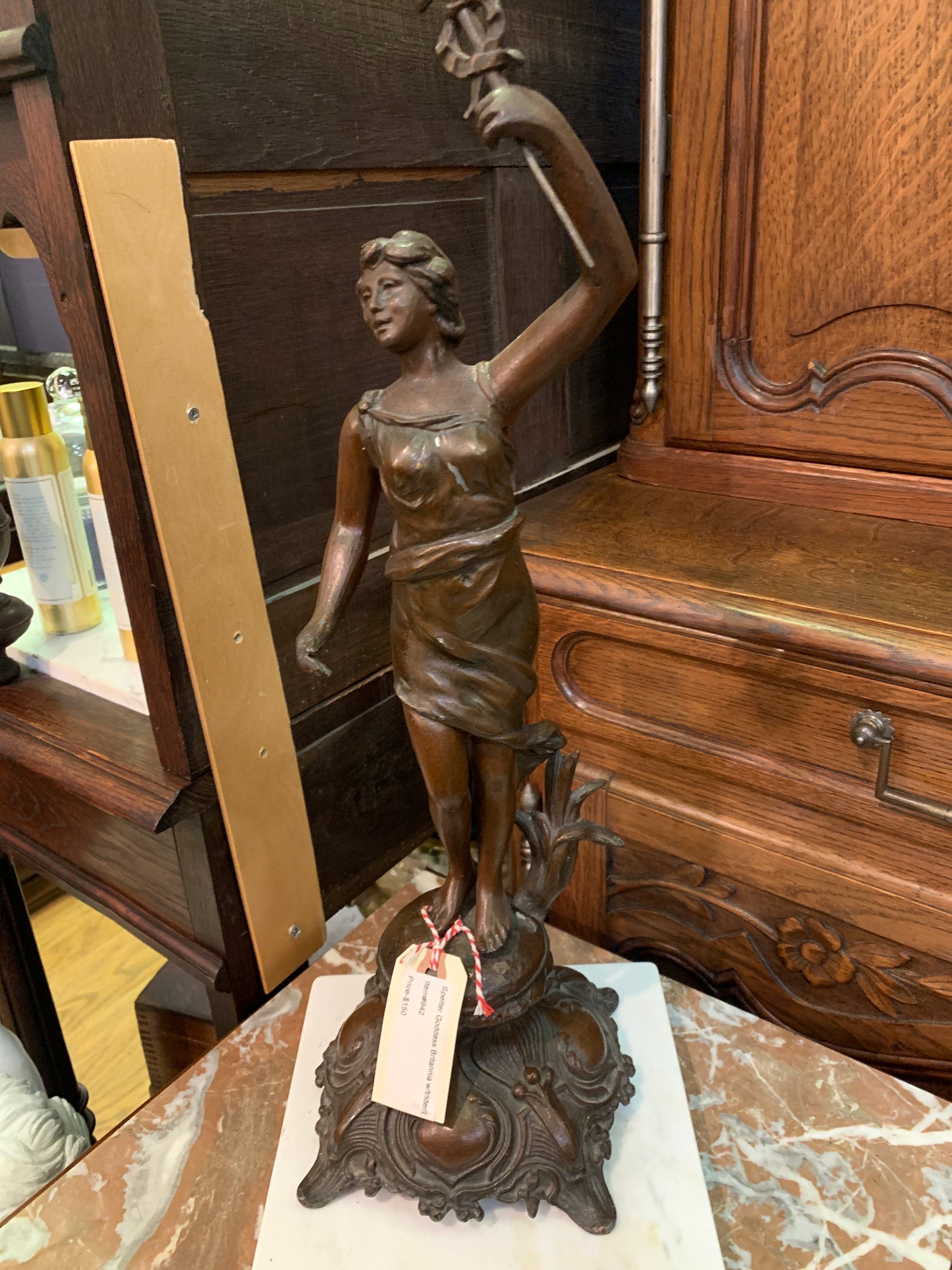 942. Spelter Goddess Brittania w/trident