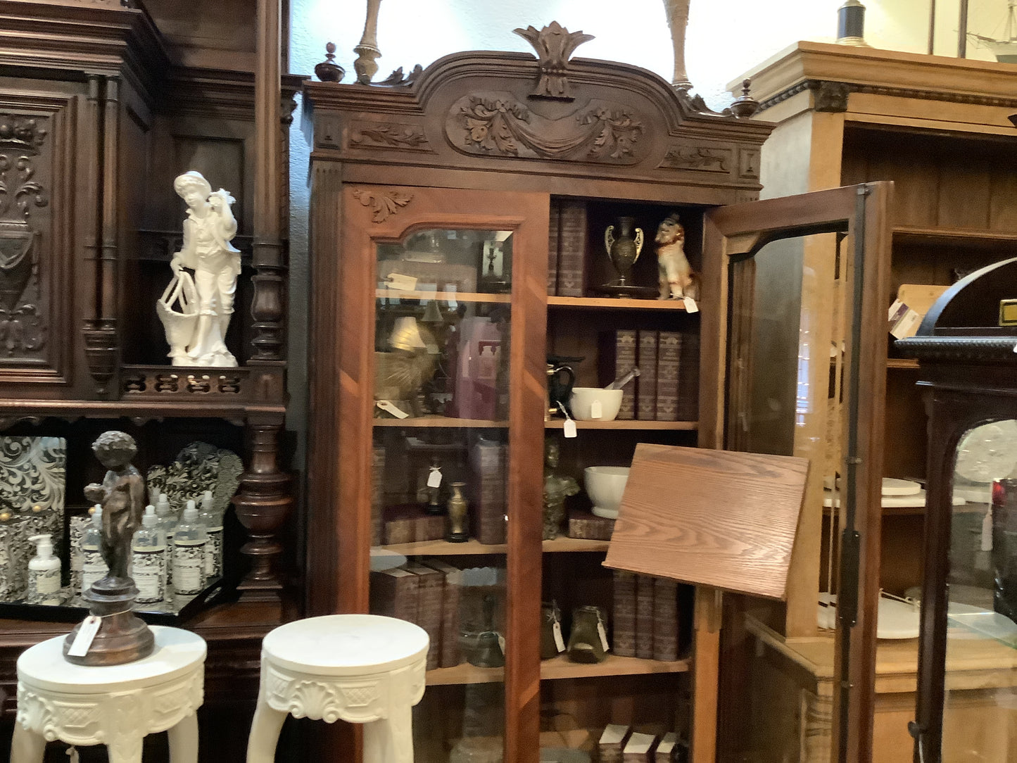 French double glass door bookcase