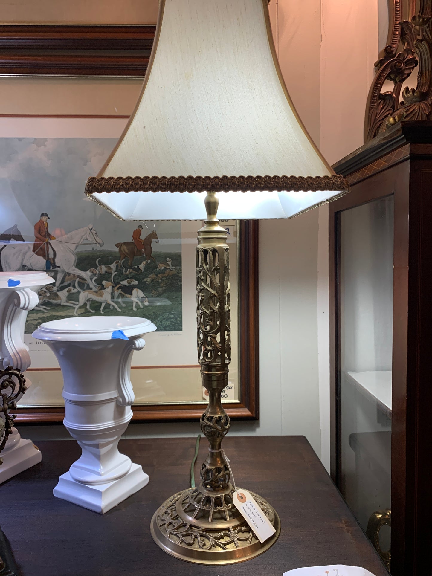 919. Antique lamp pair