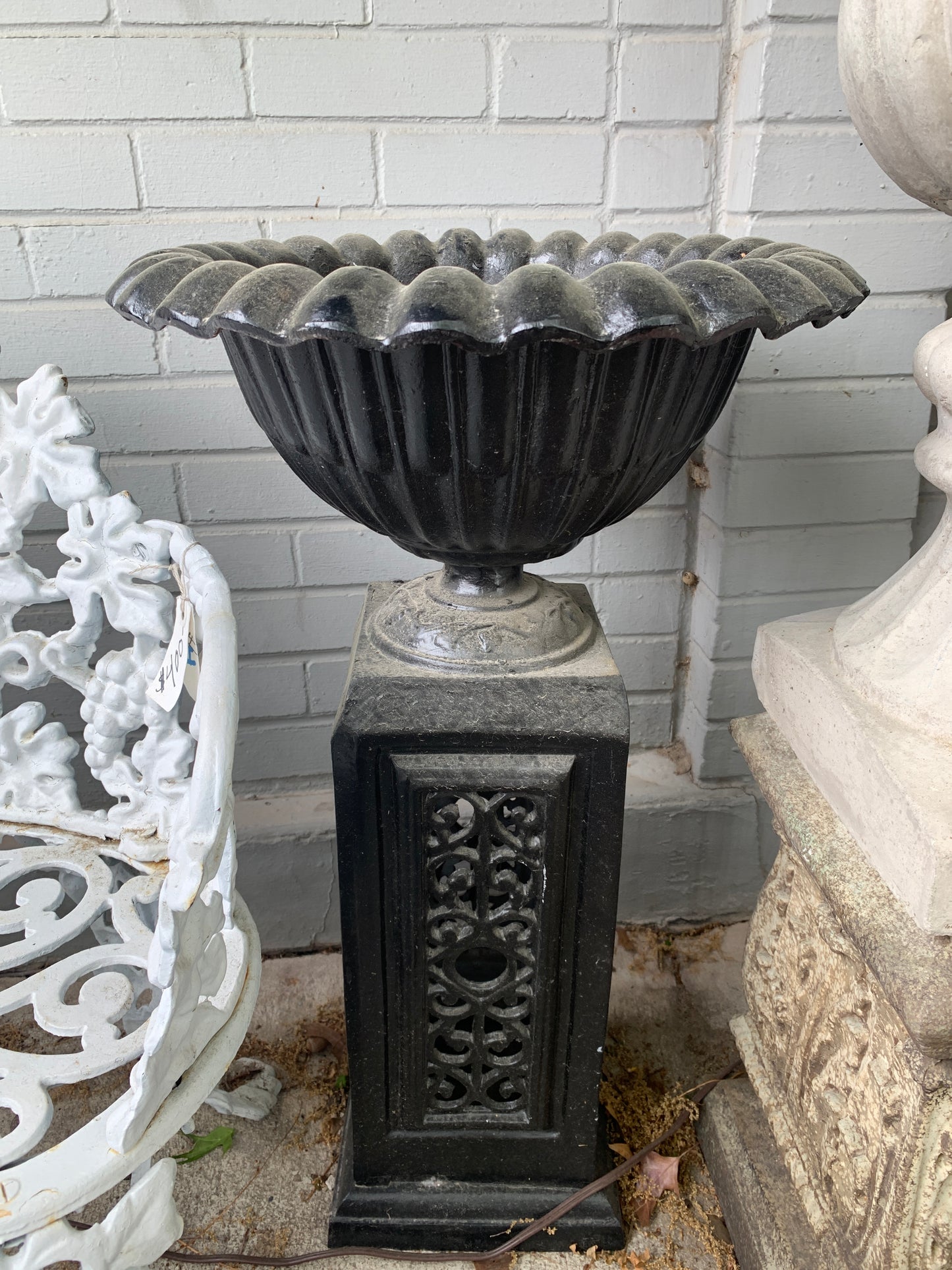 759. Black aluminum planters/ pair
