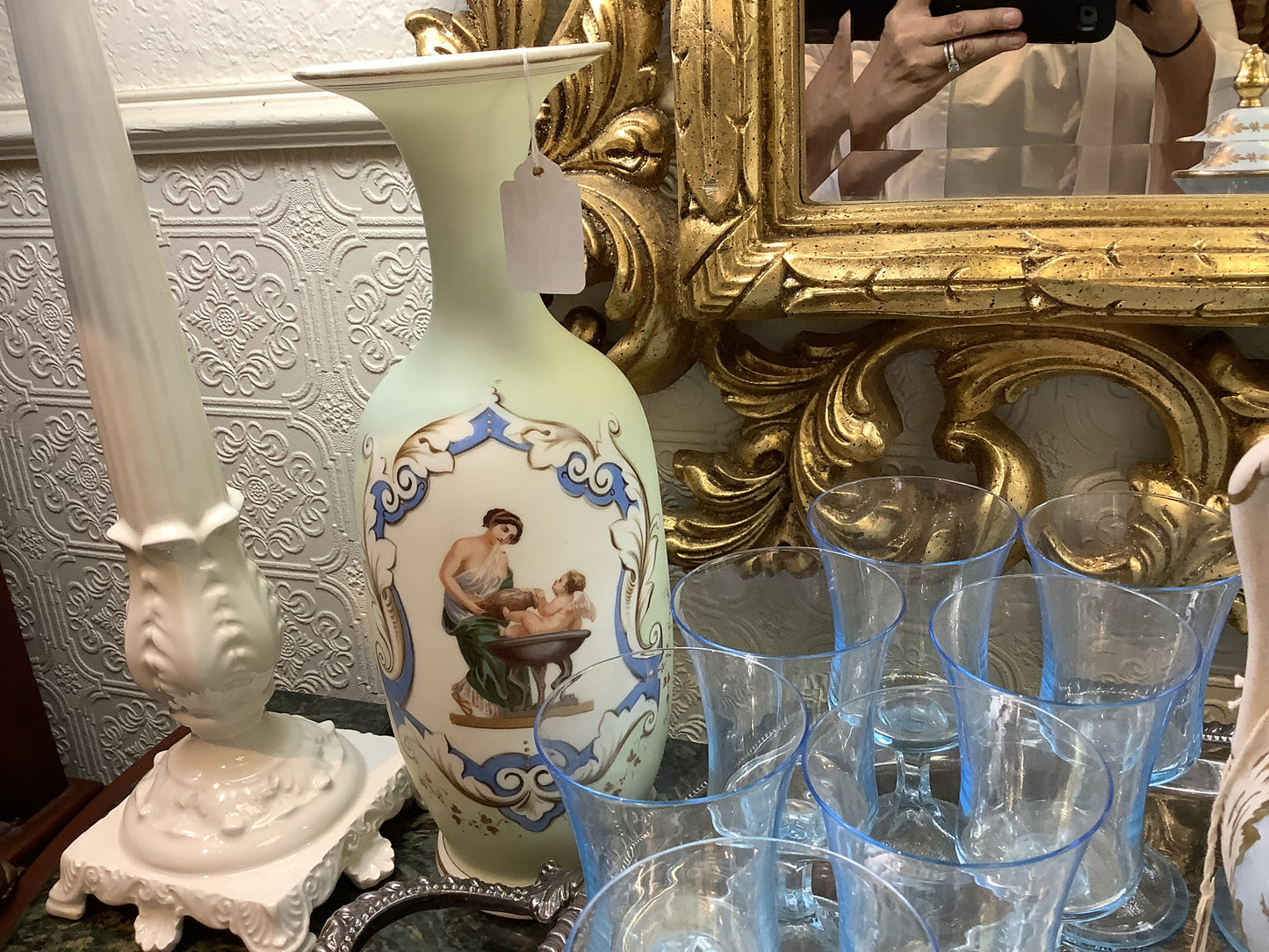 1105. Bristol hand blown satin glass vases