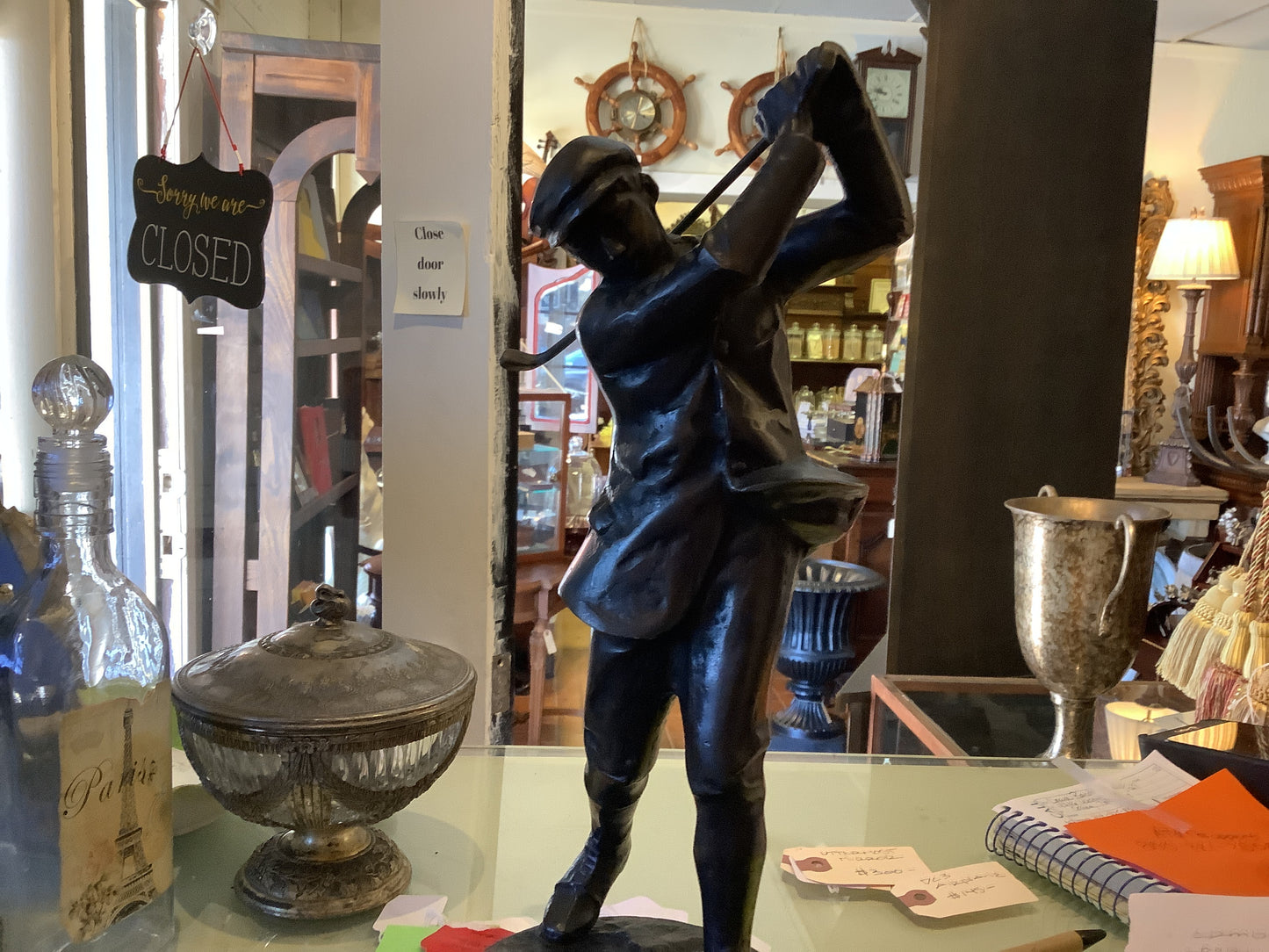 223. Golfer statue on marble