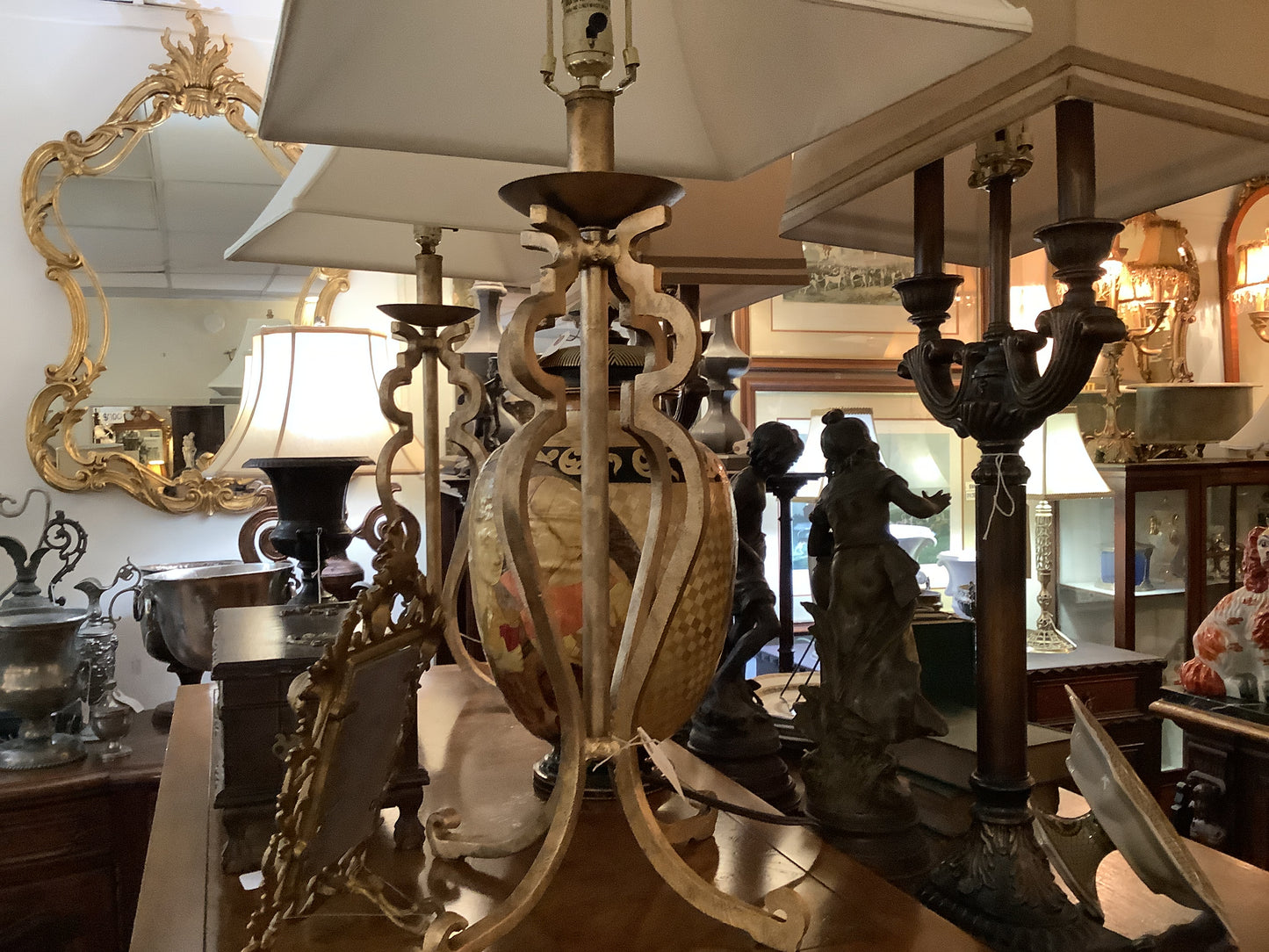 646. Gold Iron scroll lamps