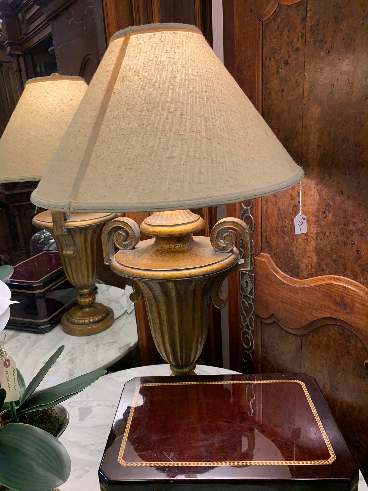 373. Large gold urn lamp