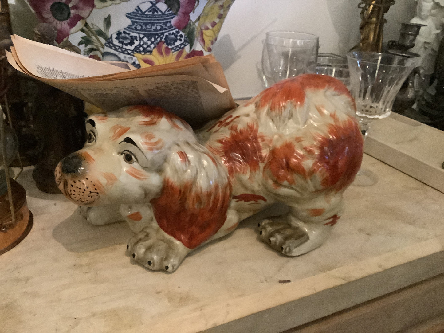 433. Large crouching staffordshire style dog