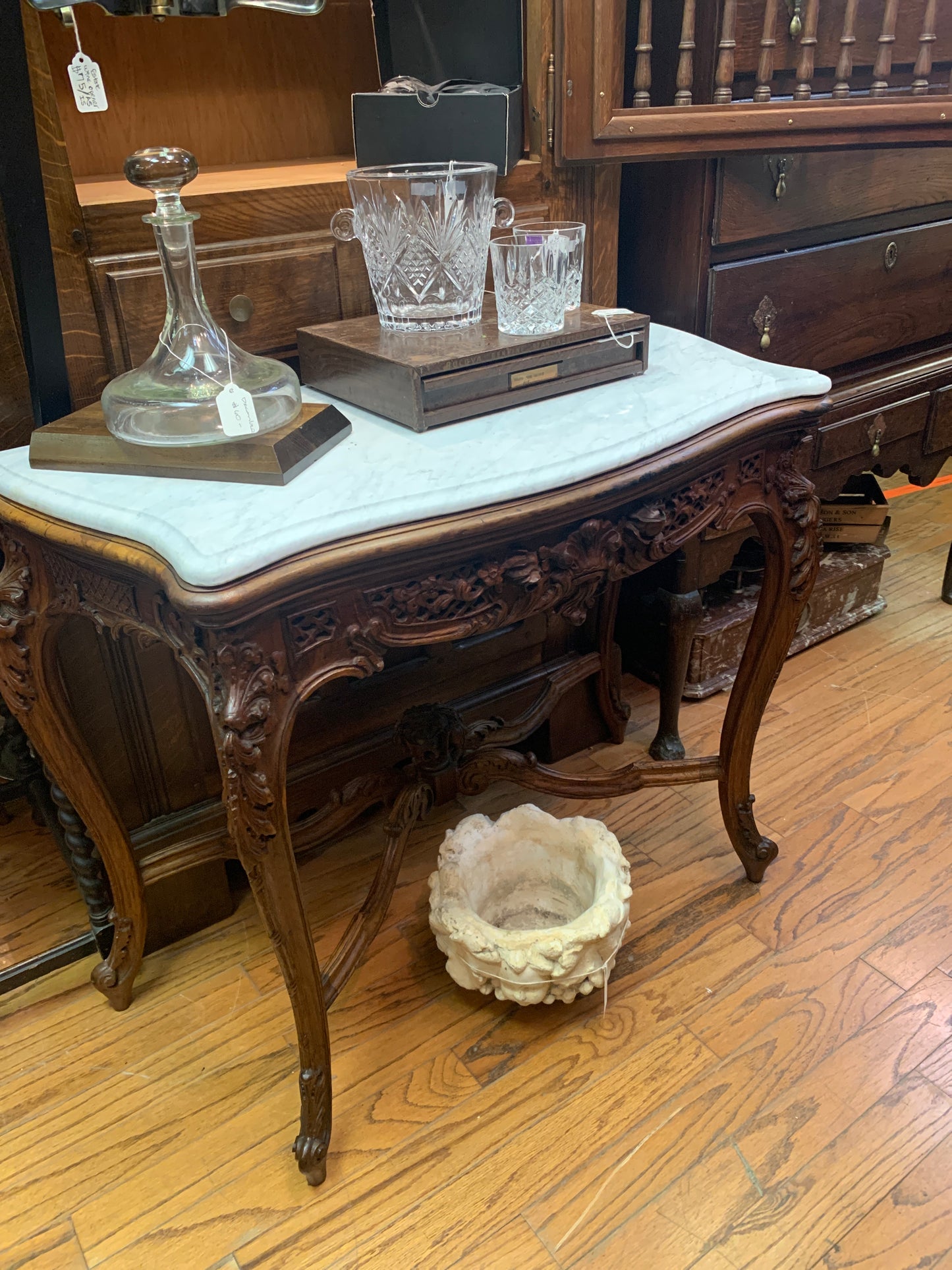 457. Petite French marble top console