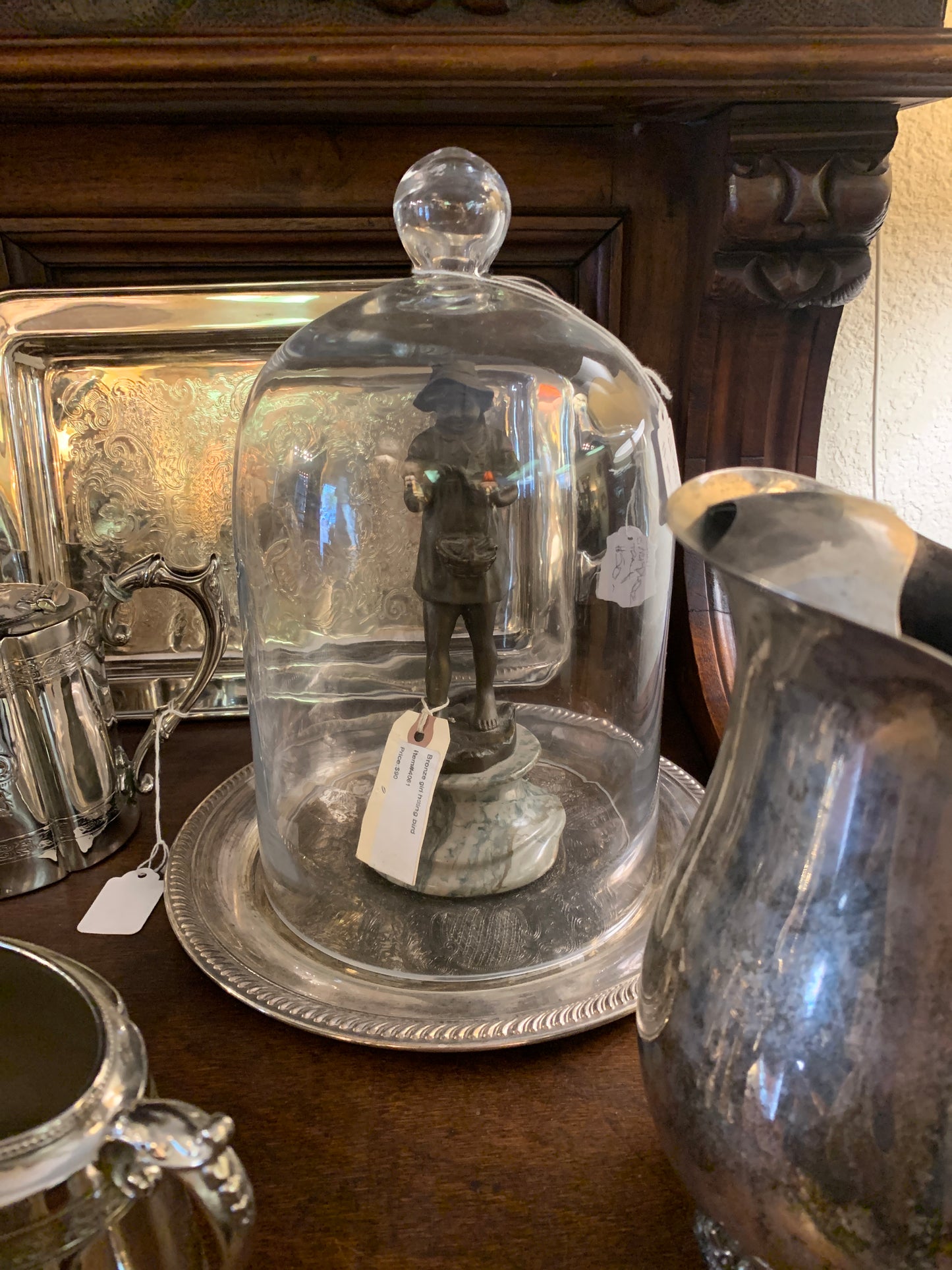 797. Cloche with silverplate tray