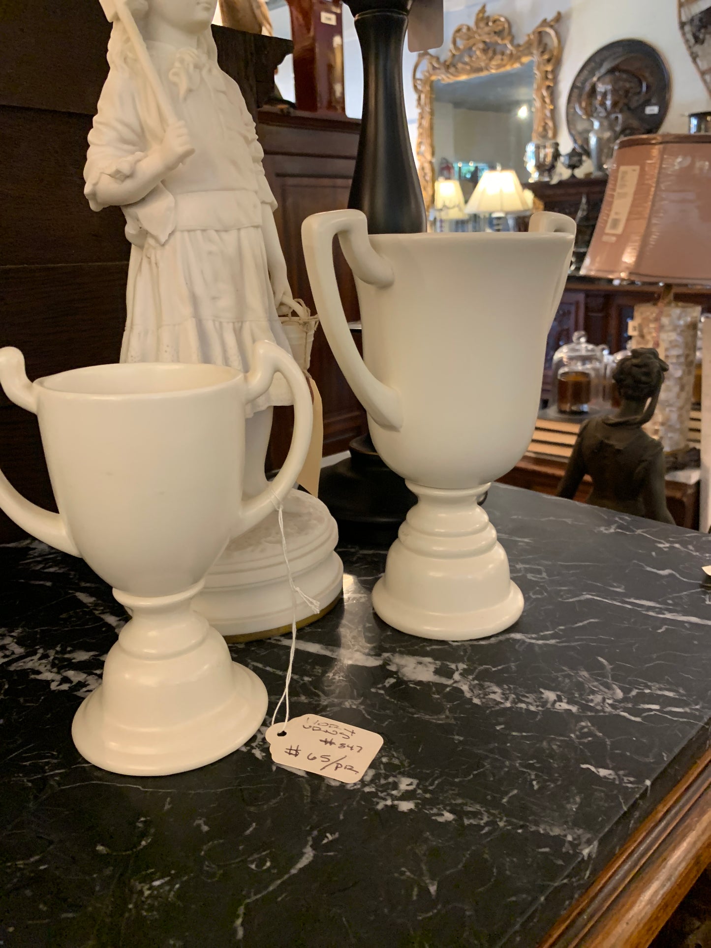 847. Ivory urn pair