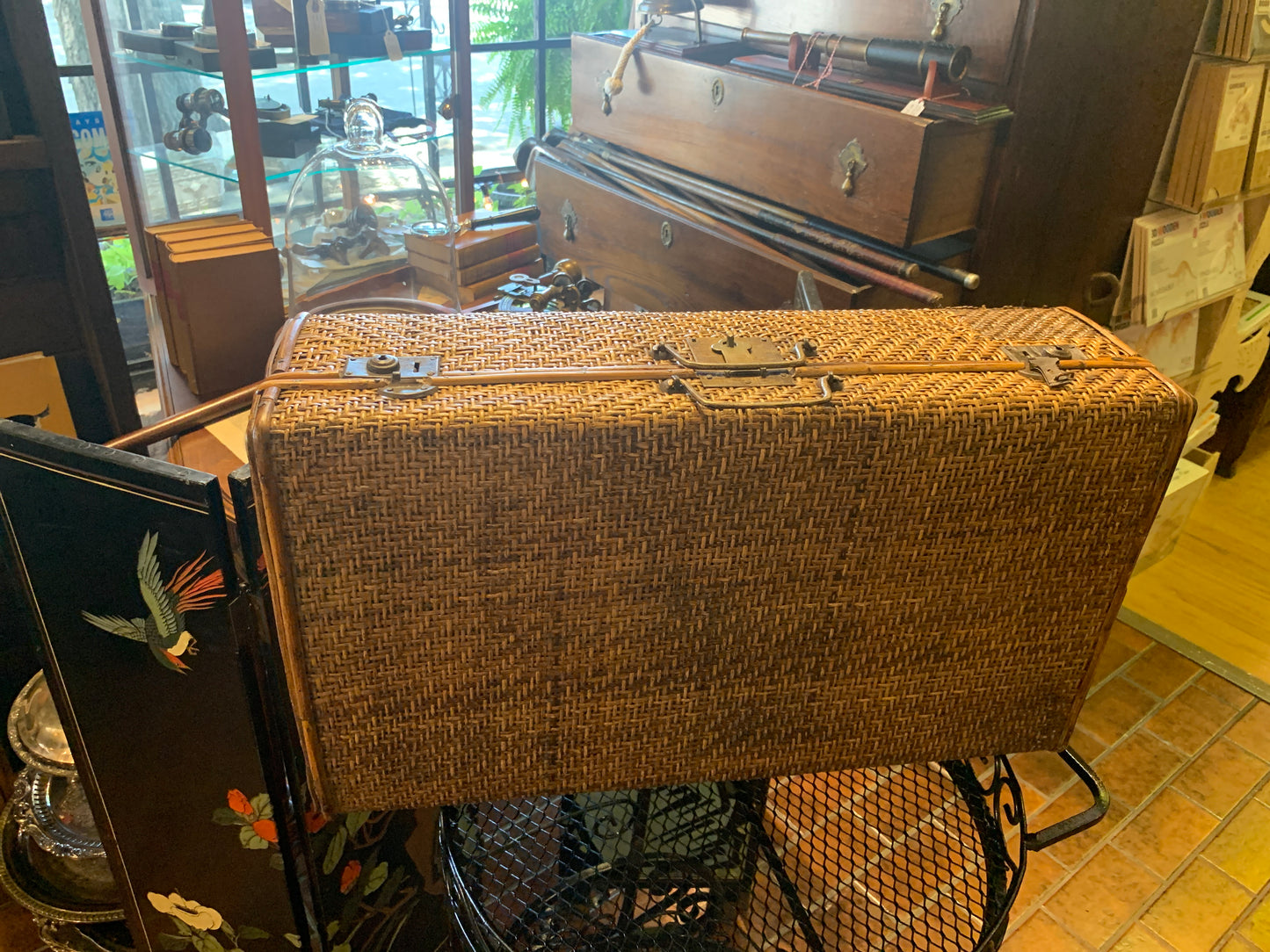 Vintage rattan suitcase