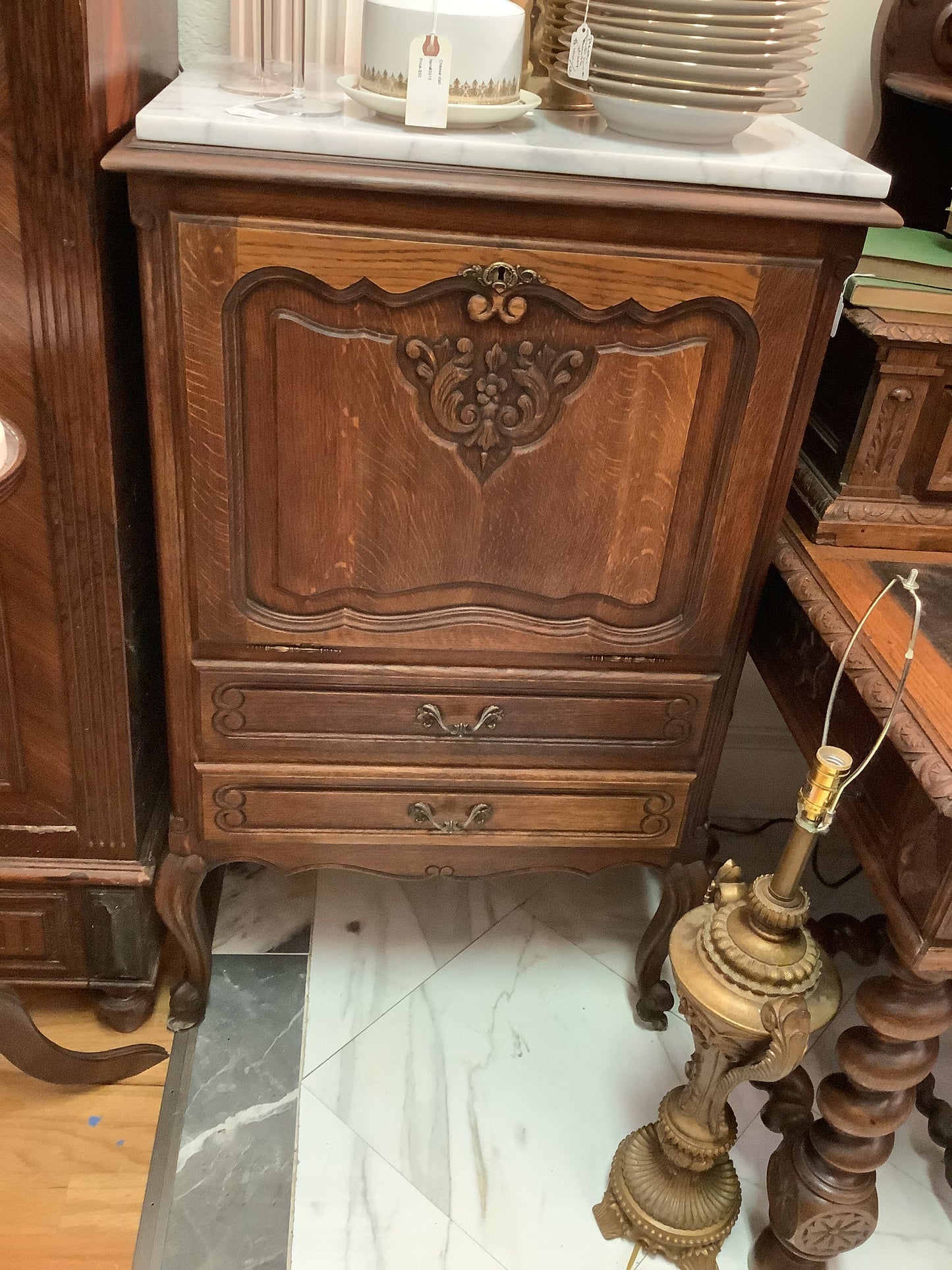 Small marble top bar cabinet