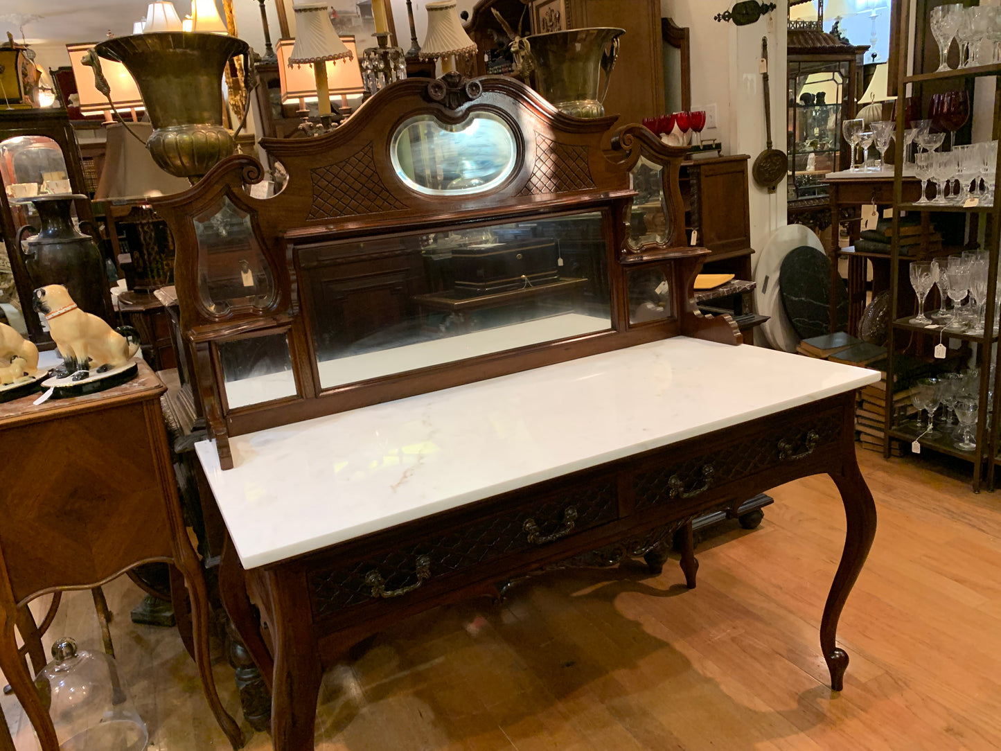 520. Antique marble top vanity