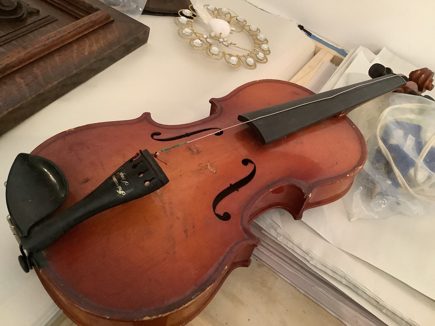 Old violin with case