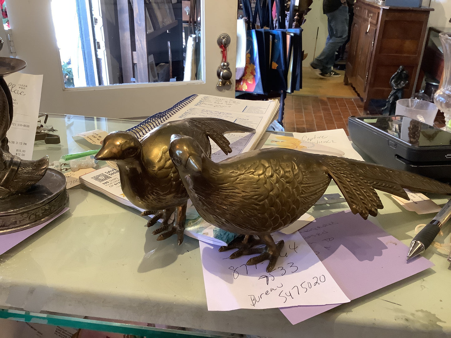 833. Brass pheasants
