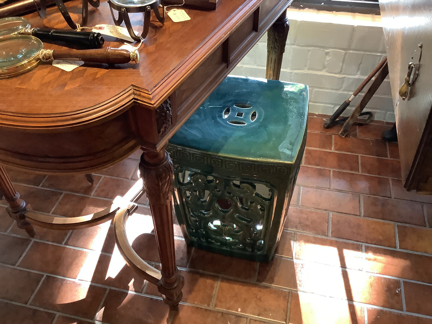 Green garden stool