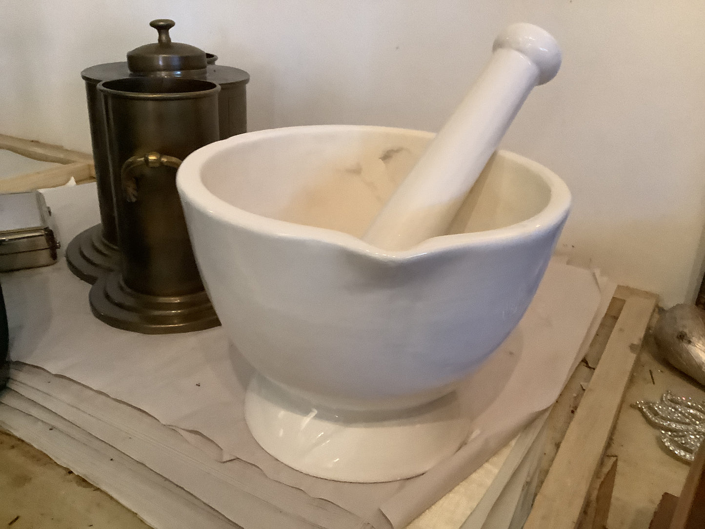 Oversized porcelain mortar & pestle,