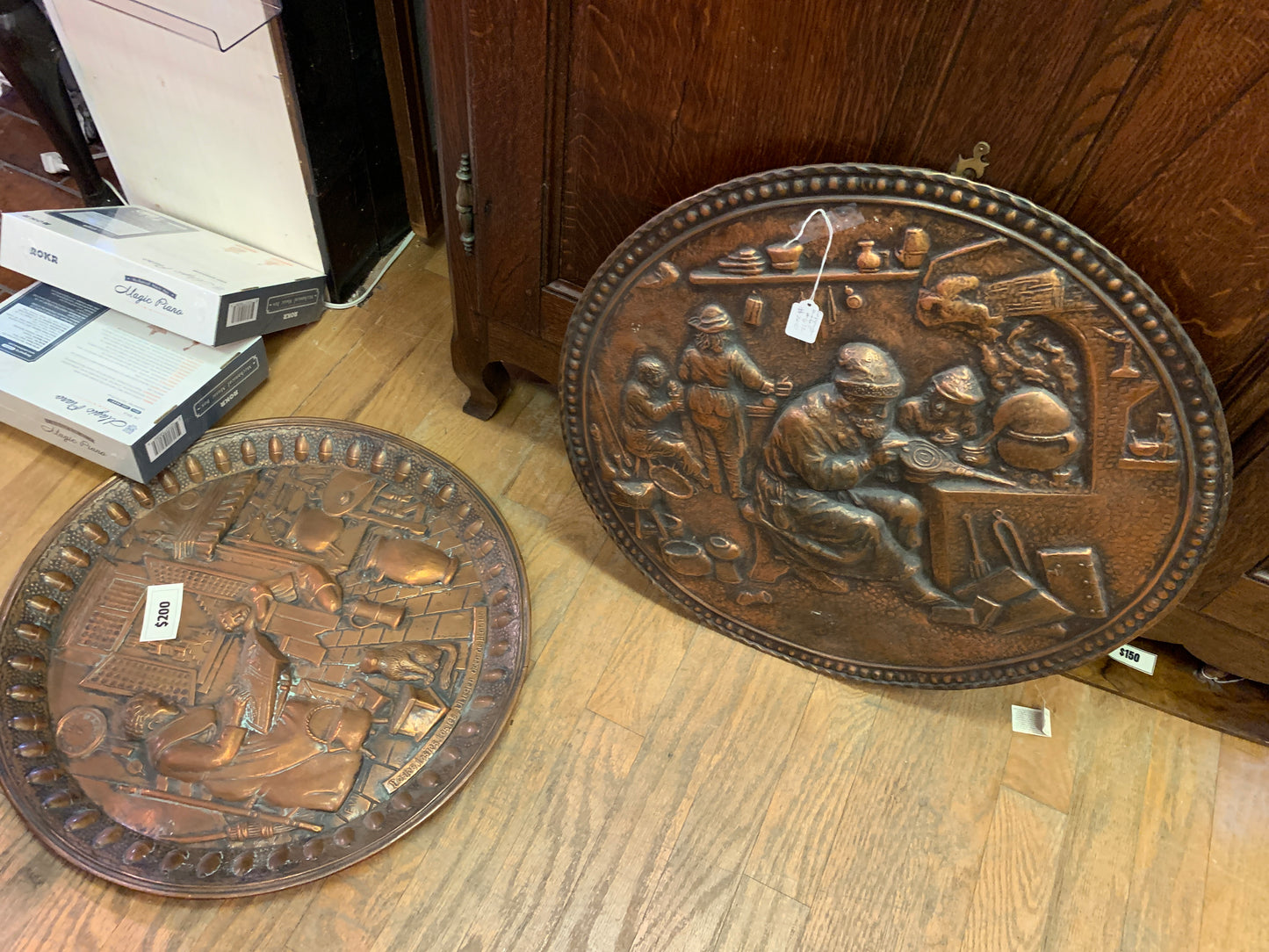 672. Copper reliefs plaque