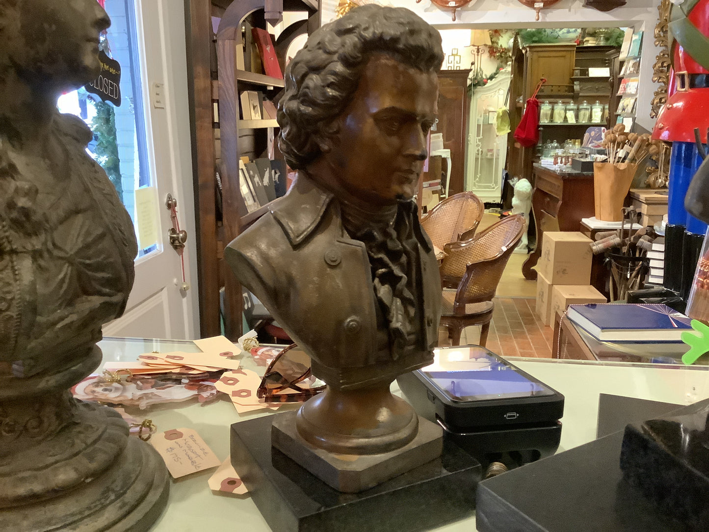 225. Bronze Mozart on marble