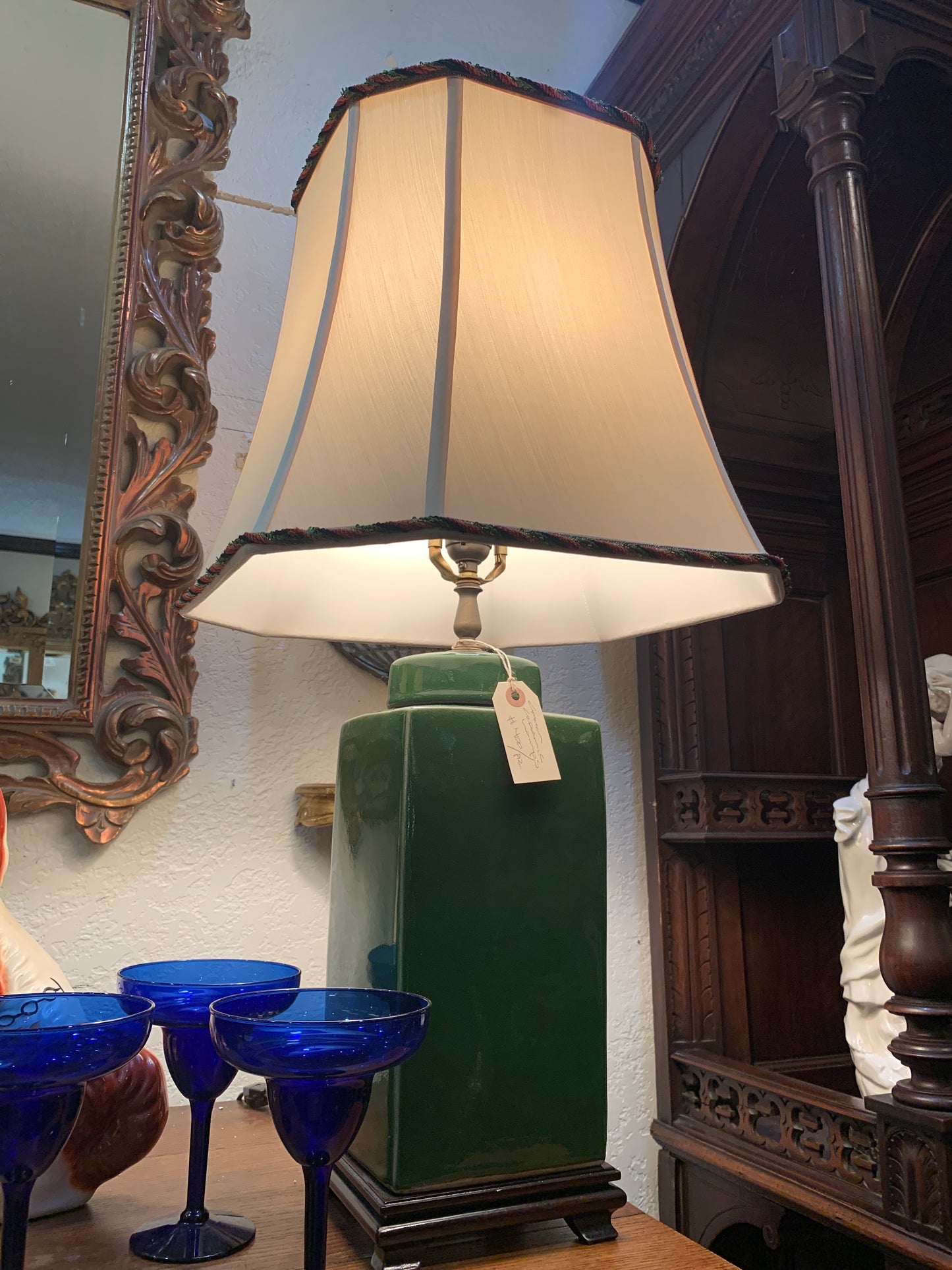 334. Green ceramic lamps
