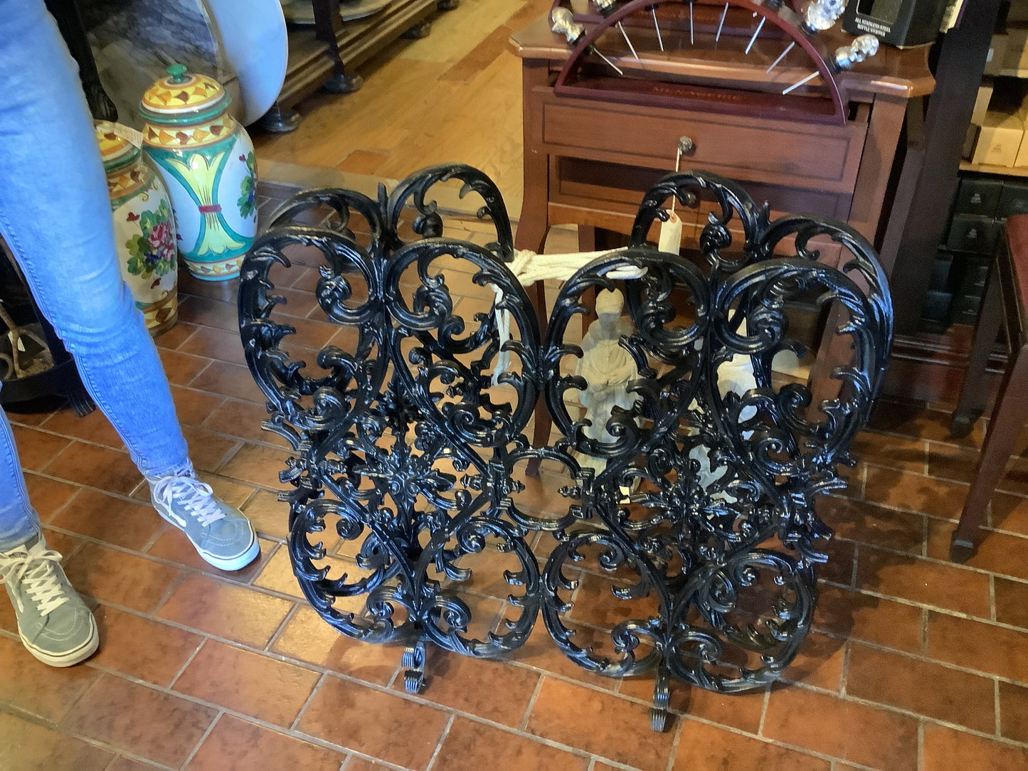 839. Black iron fireplace screen
