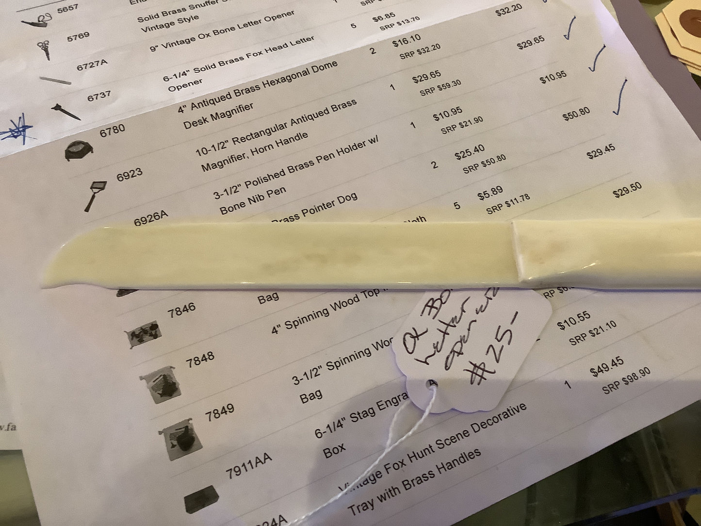 Ox bone letter opener