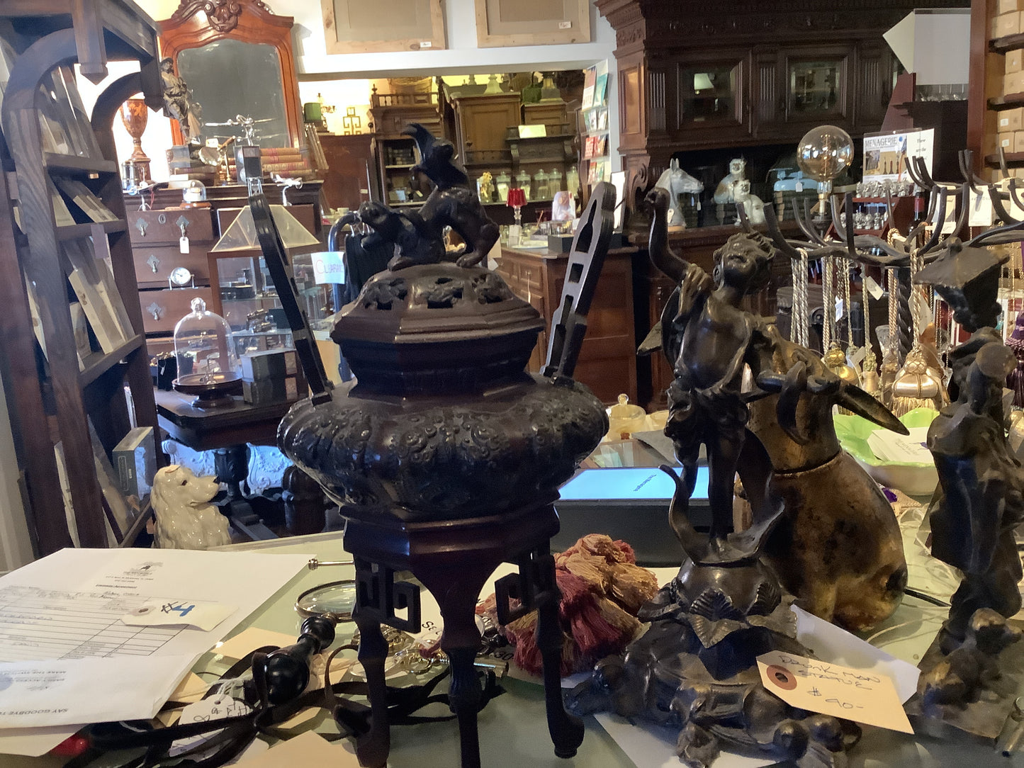 4033. Antique bronze incense burners
