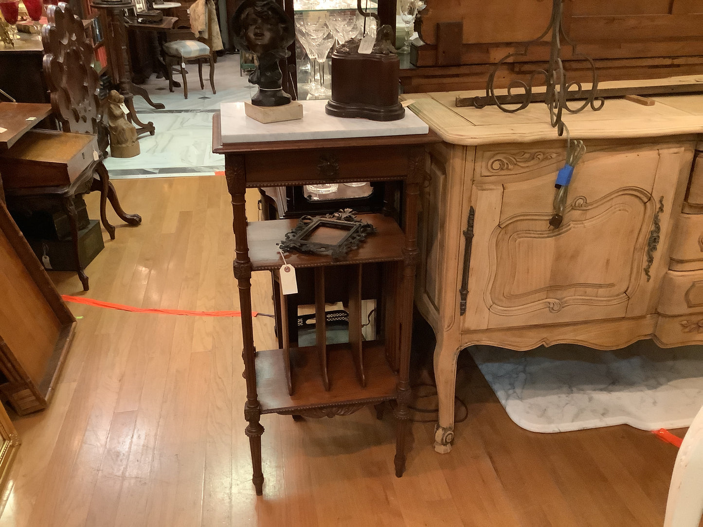 632. Tall accent table with marble