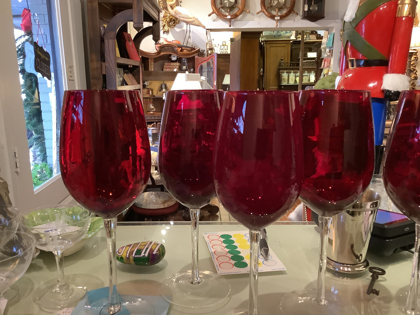 Red stemware/5