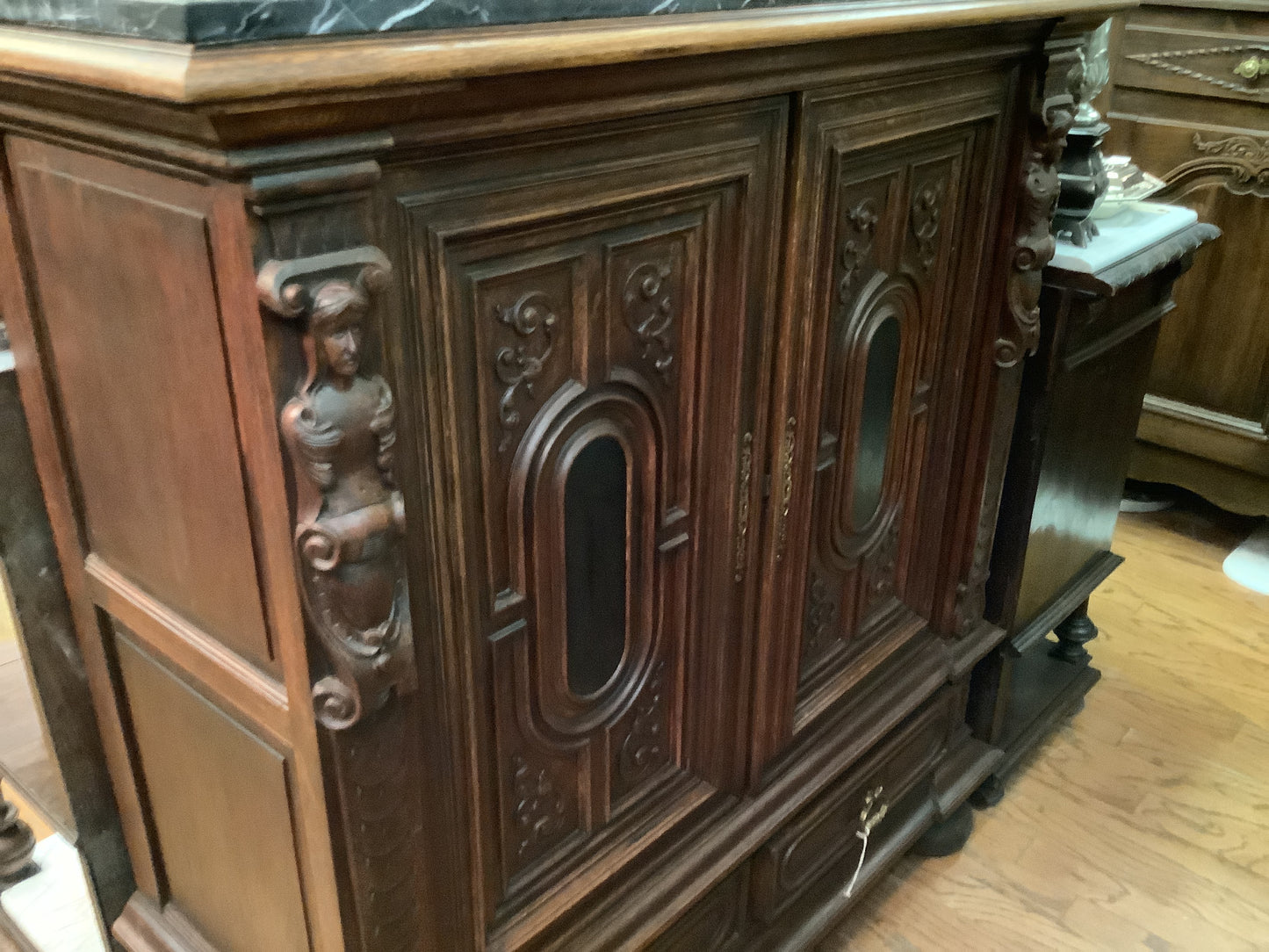 486. Dutch figural carved cabinet
