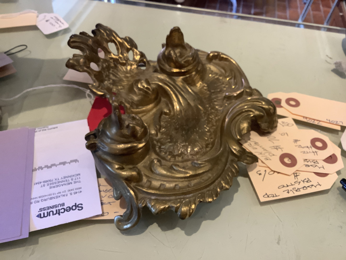 4021. Brass inkwell