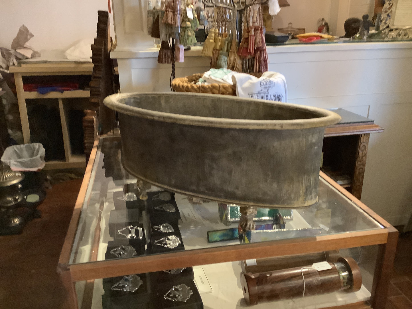 Large oval metal planter
