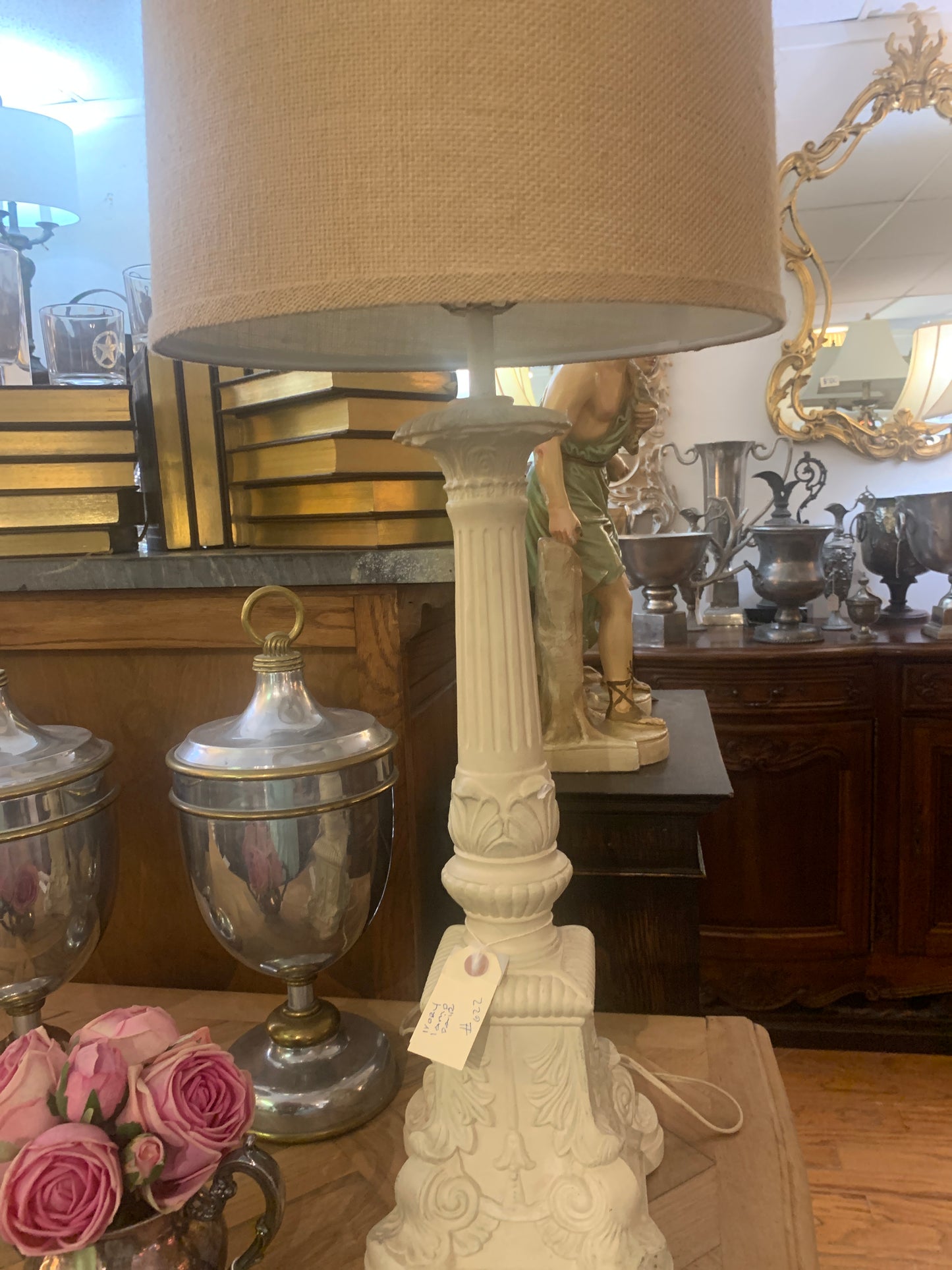 622. Ivory lamp pair