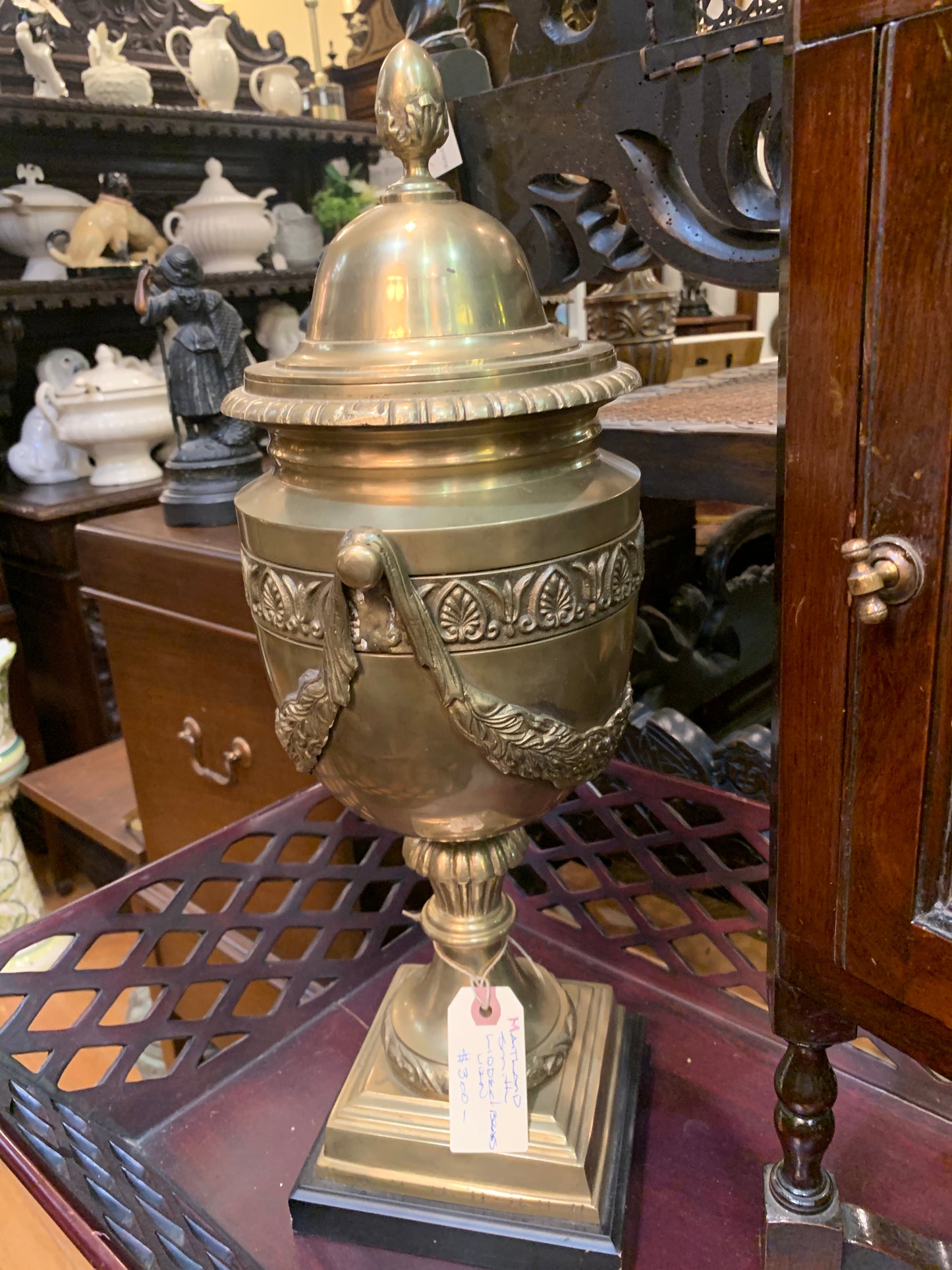 375. Maitland smith lidded brass urn