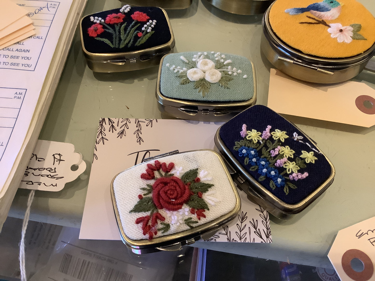 Embroidered rectangle box