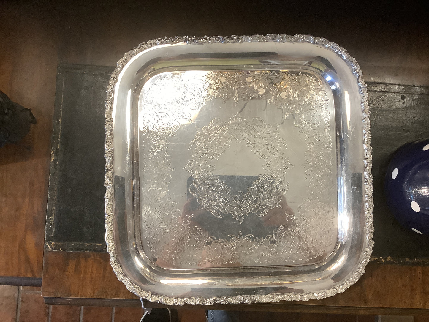 256. Square silverplate tray