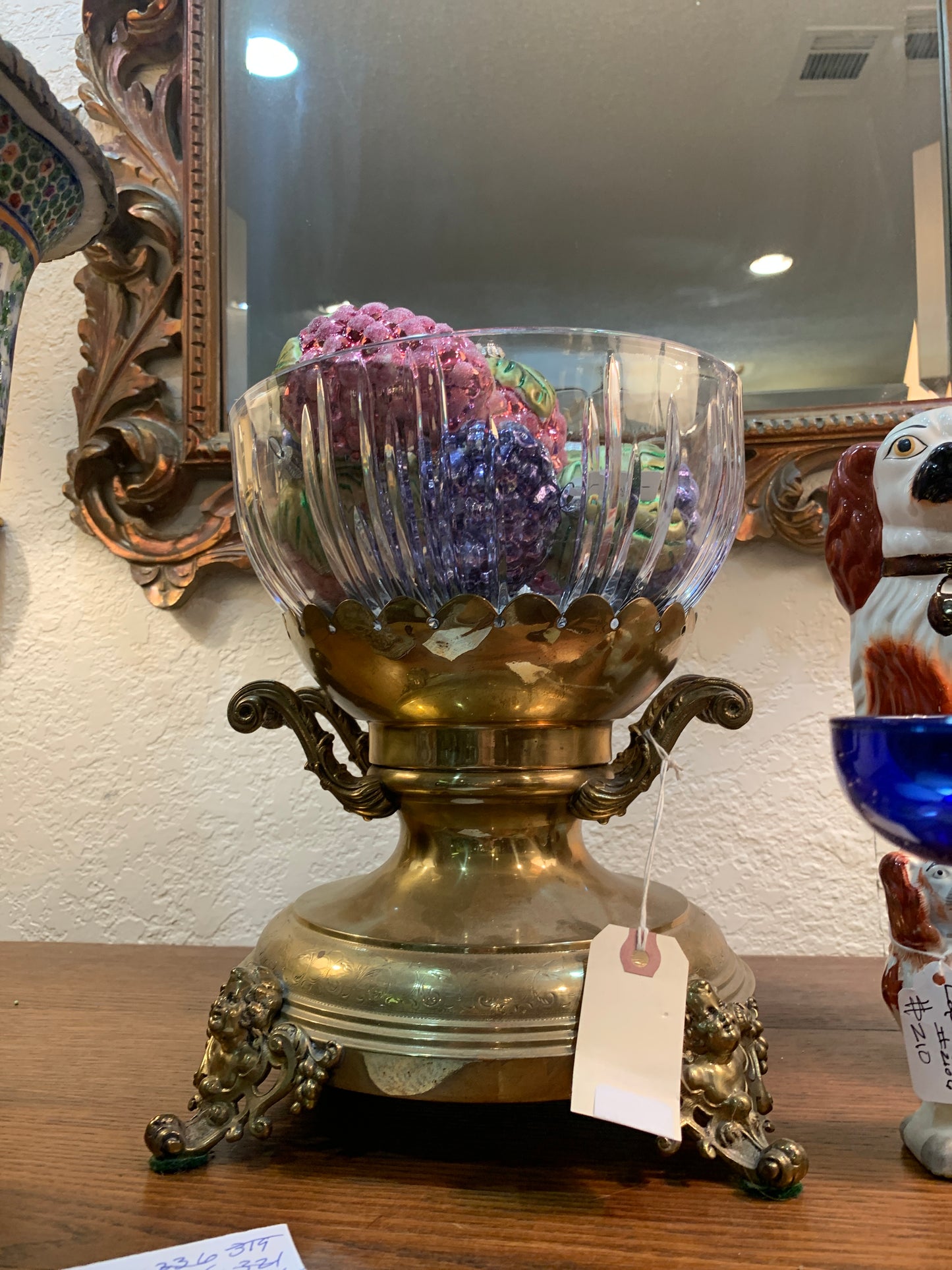 317. Brass figural compote