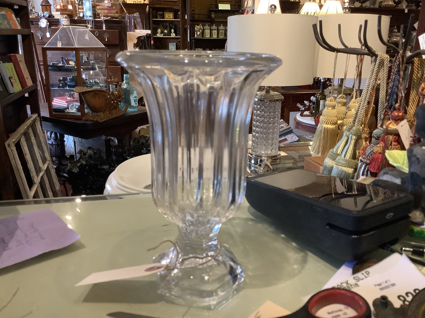 Ribbed glass vase